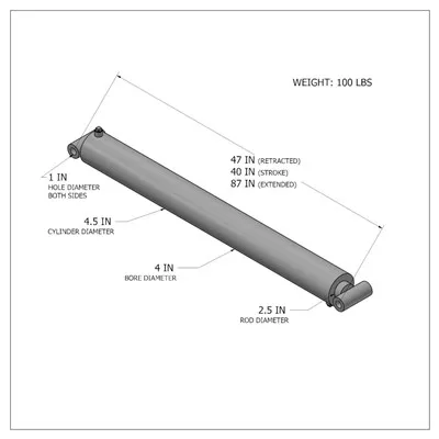 سیلندر هیدرولیک بای پس (4 X 2.5 X 40)